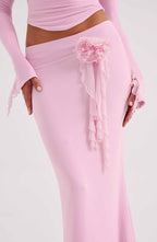 Deema Two Piece Set Top & Maxi Skirt - Pink