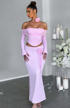 Deema Two Piece Set Top & Maxi Skirt - Pink
