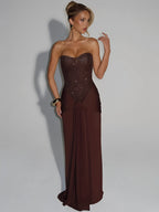 Glitter Off-Shoulder Maxi Dress