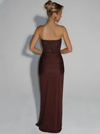 Glitter Off-Shoulder Maxi Dress