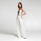 Metalický korzetový top – bez ramínek, slim fit, korzet Y2K 