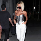 Metalický korzetový top – bez ramínek, slim fit, korzet Y2K 