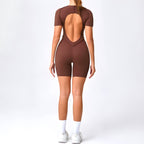 Contour Fit Yoga Romper -Brown