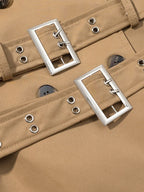 Damen-Trenchcoat mit Gürtel und doppelter Knopfleiste – Lange, schmal geschnittene Herbstjacke