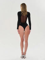 Sheer Mesh Long Sleeve Bodysuit