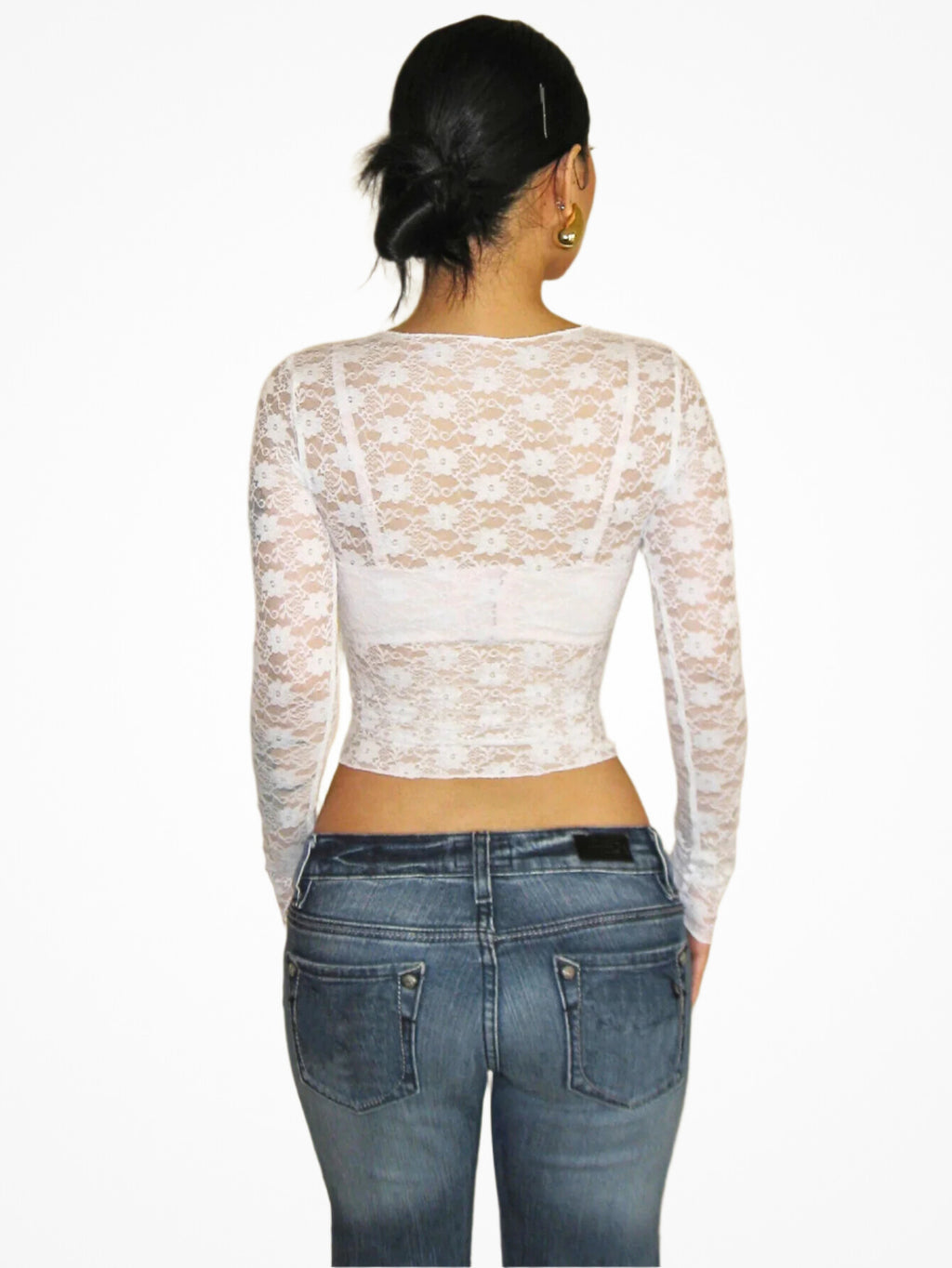 Sheer Floral Lace Long Sleeve Top – Romantic Clubwear & Spring Look