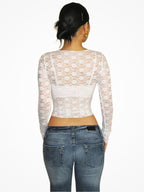 Sheer Floral Lace Long Sleeve Top – Romantic Clubwear & Spring Look