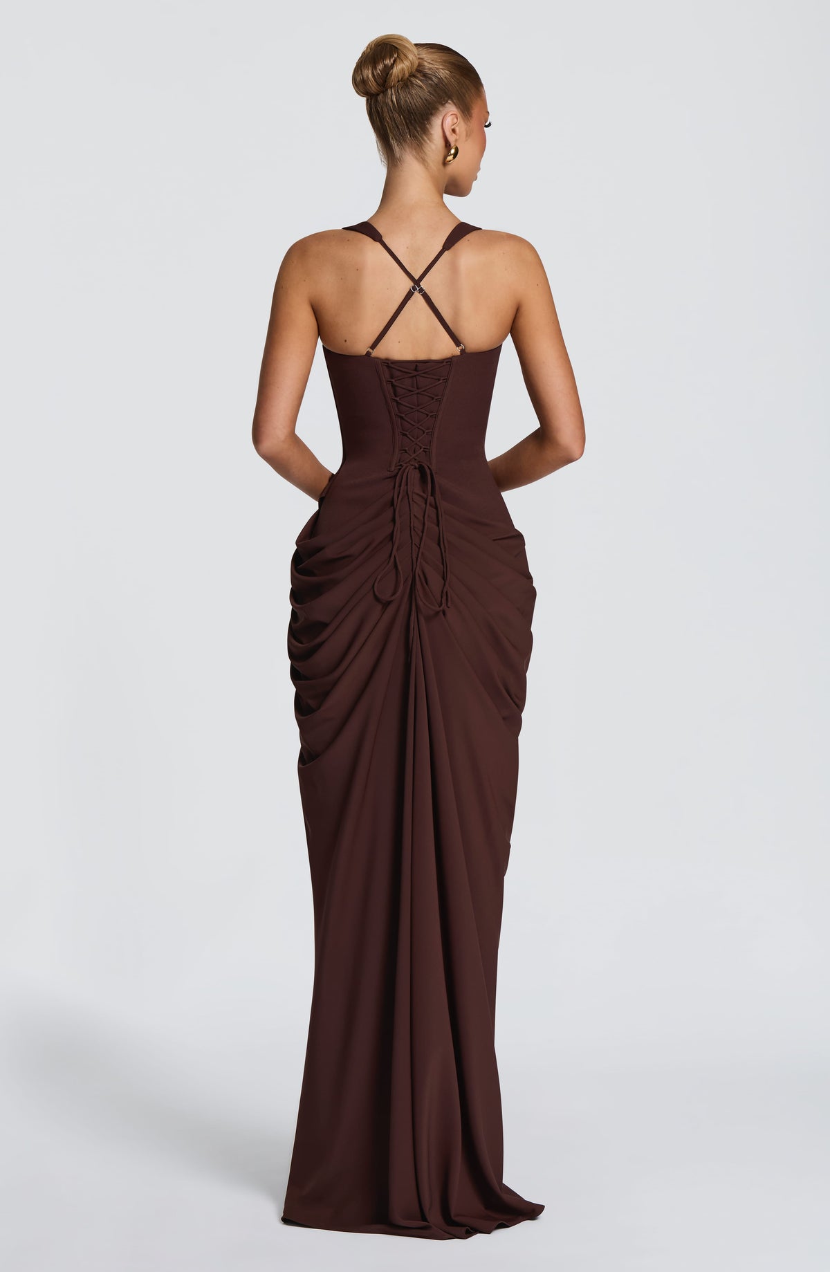 Elara Maxi Dress - Plum Brown