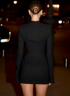 Premium Hollow Out Buckle Mini Dress