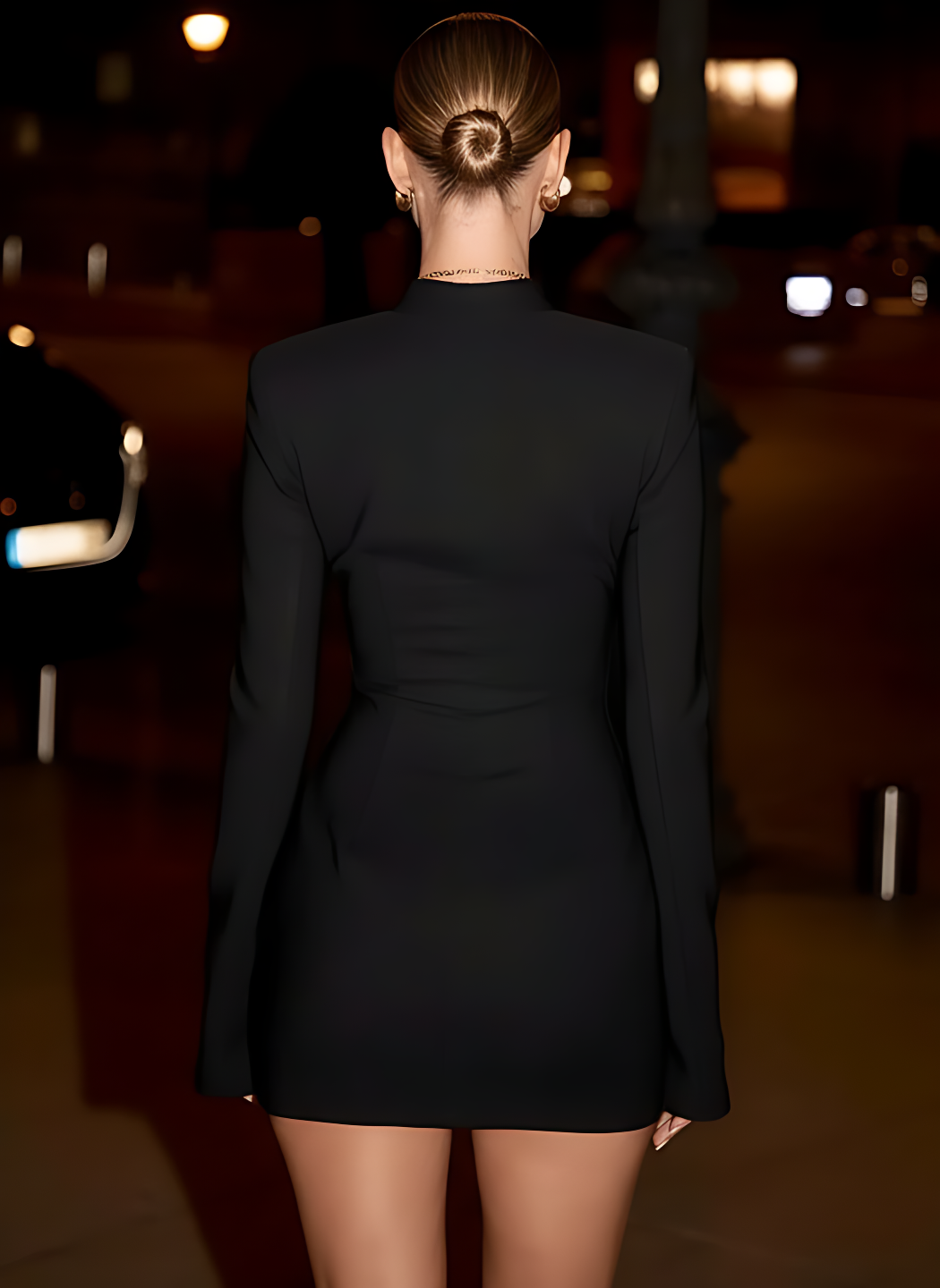 Premium Hollow Out Buckle Mini Dress