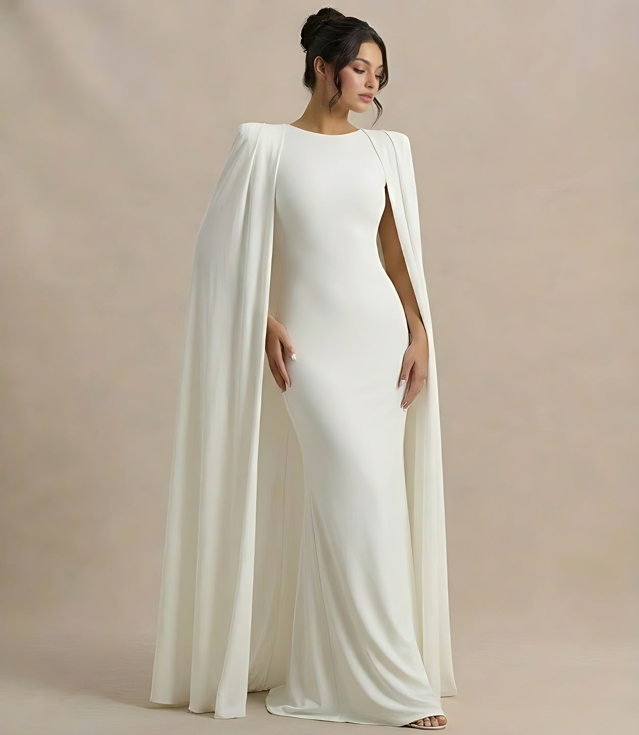 Elegant Cape Sleeve Bodycon Maxi Dress