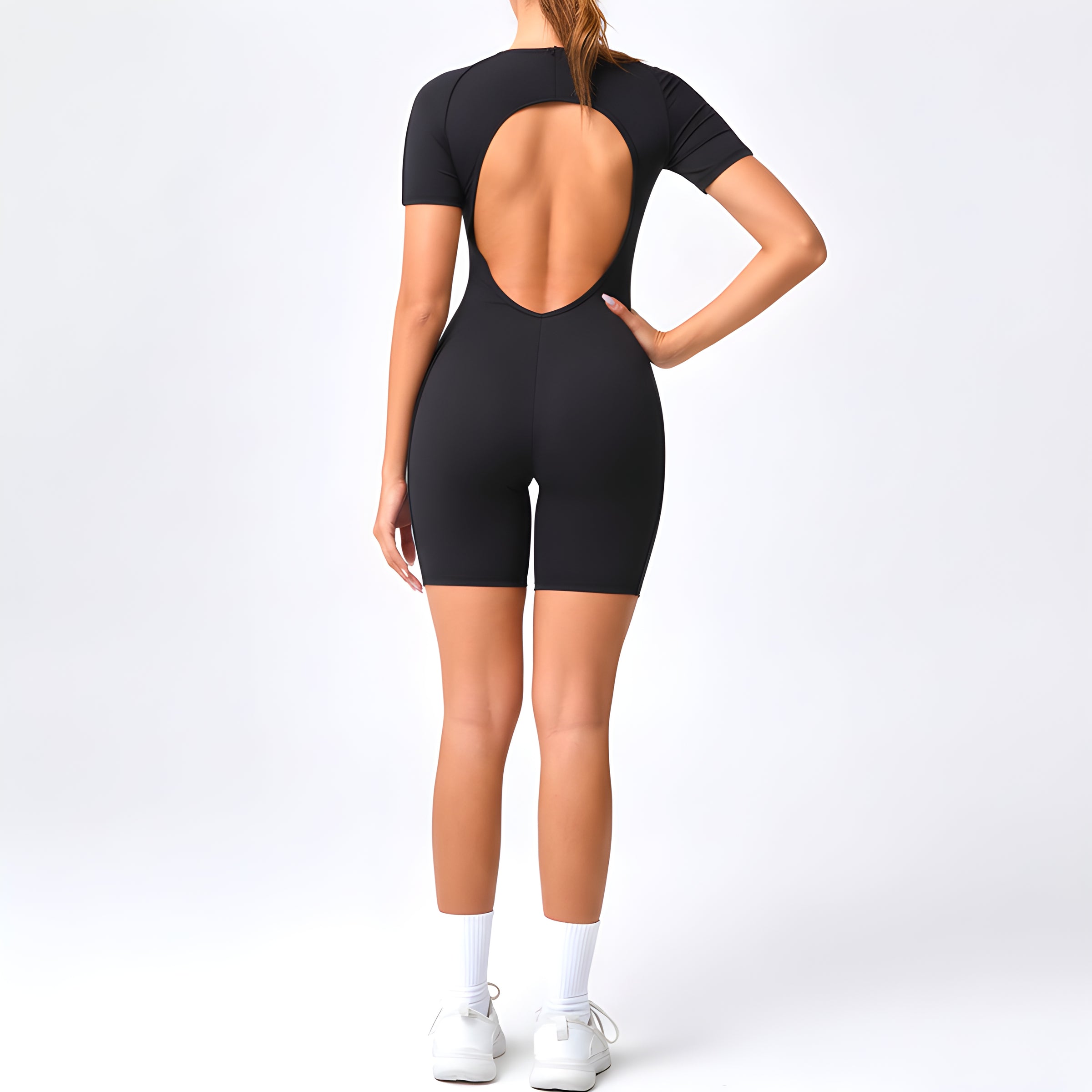 Contour Fit Yoga Romper -Black