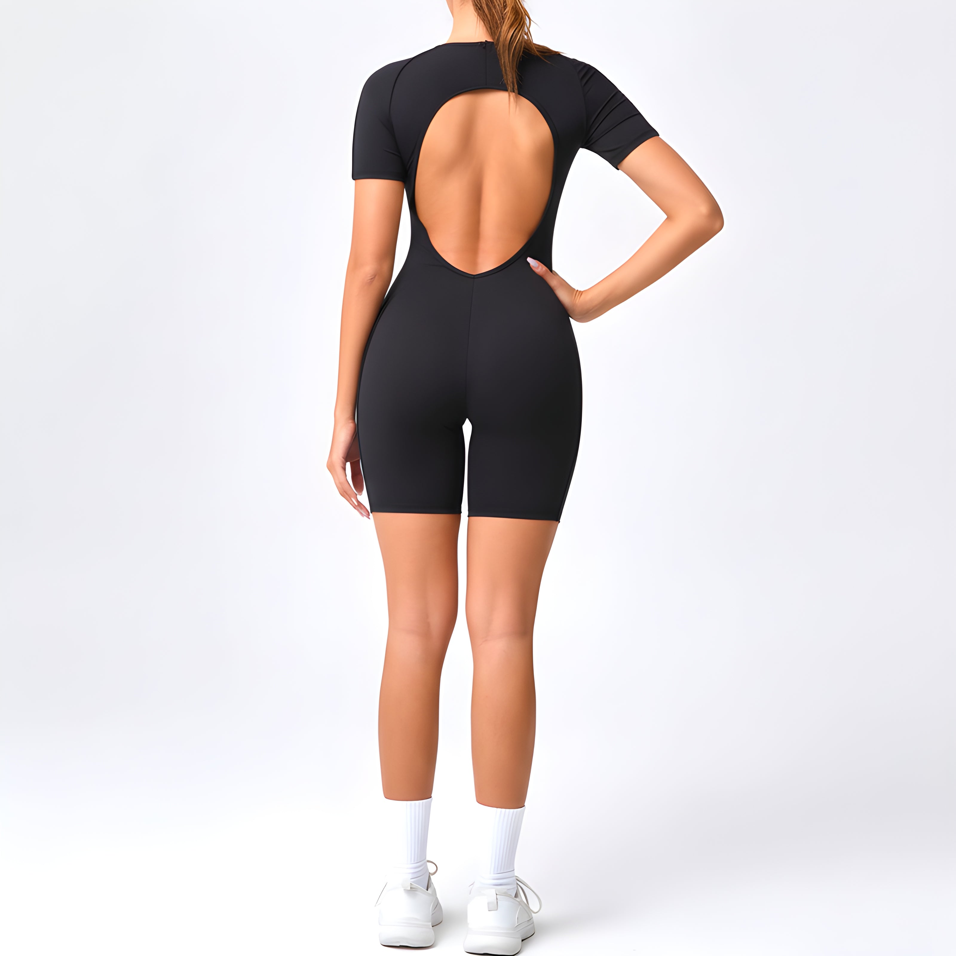 Contour Fit Yoga Romper -Black