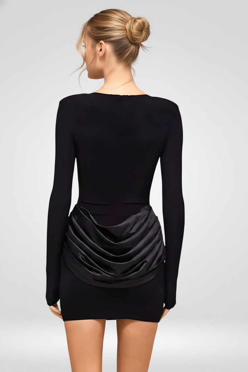 Premium Minikleid aus gerafftem Satin-Patchwork 