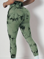 Tummy Control Tie-Dye Leggings – Seamless Workout Fit