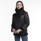 Women’s Belted Moto Jacket –  Fur Lined for Winter
