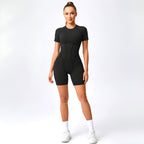 Contour Fit Yoga Romper -Black