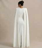 Elegant Cape Sleeve Bodycon Maxi Dress