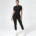 Backless Zip Yoga Jumpsuit -Black