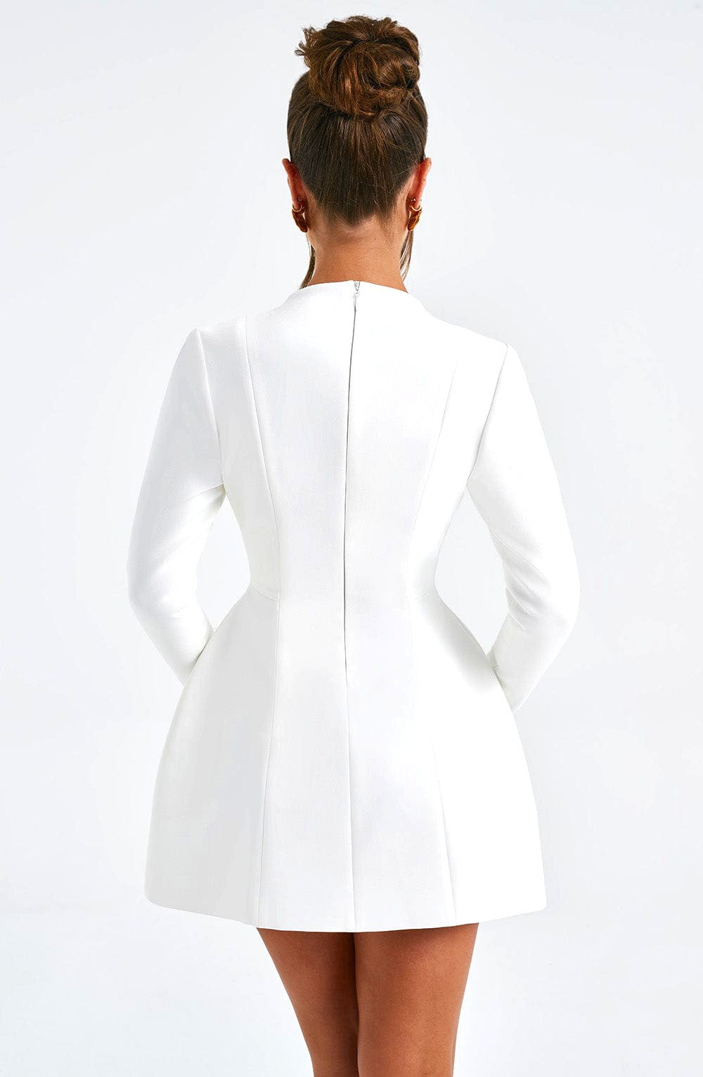 Women's Deep V Long Sleeve A-Line Mini Dress