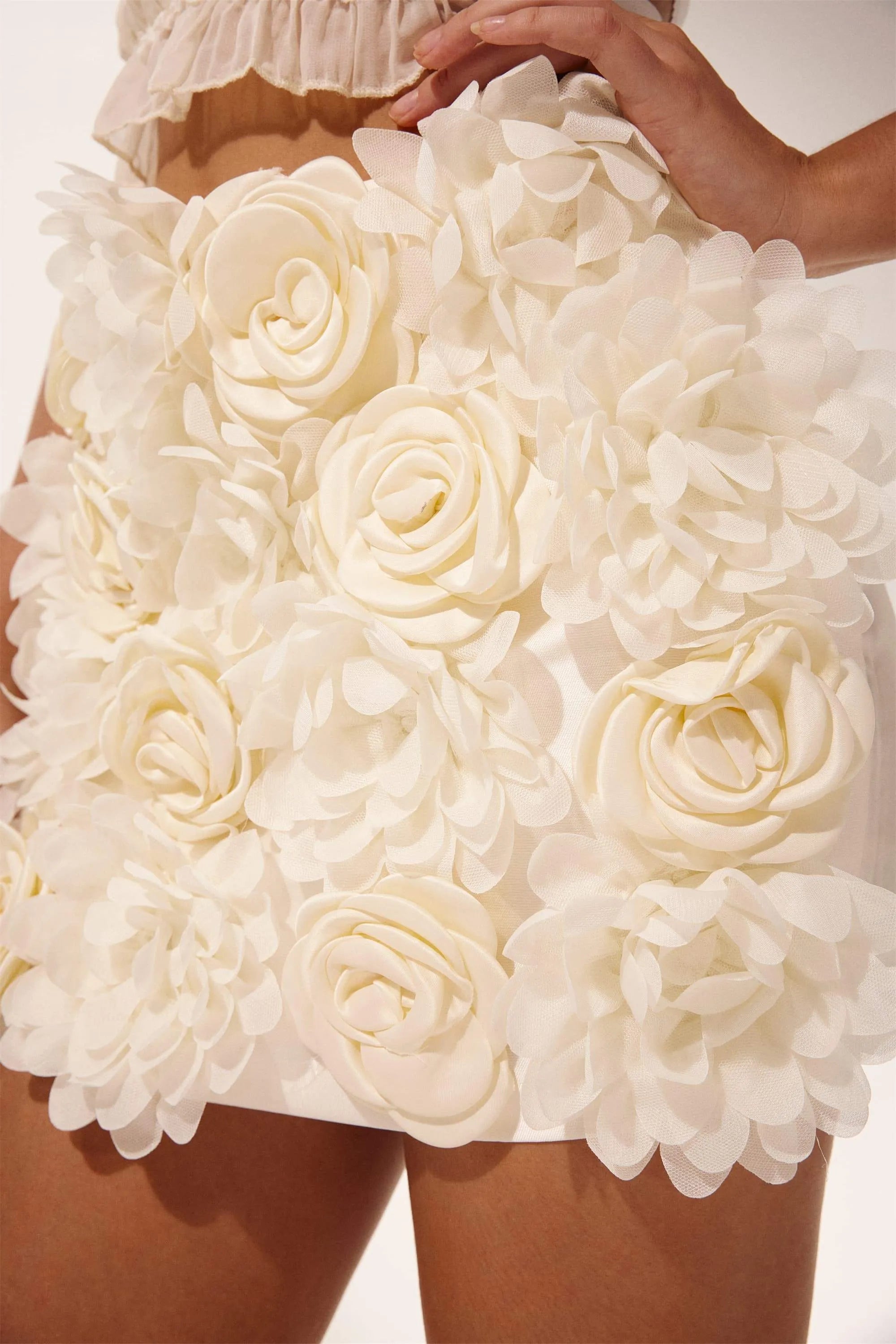 Mini-jupe trapèze abricot années 90 Y2K pour femme – Jupe d'été Harajuku coréenne à fleurs 3D