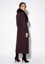 Fur Collar Wool-Blend Long Overcoat