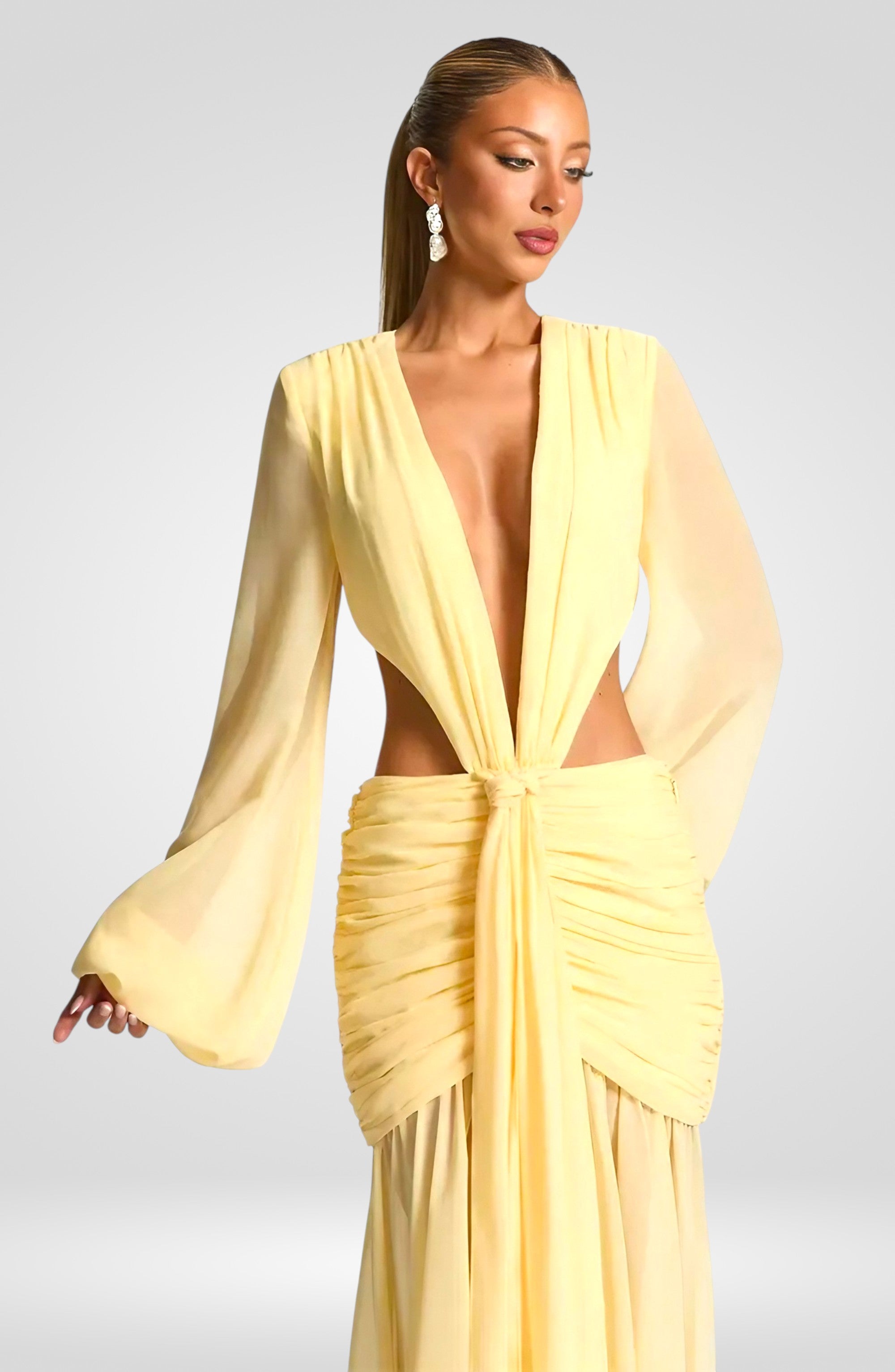 Deep V Backless Maxi Dress