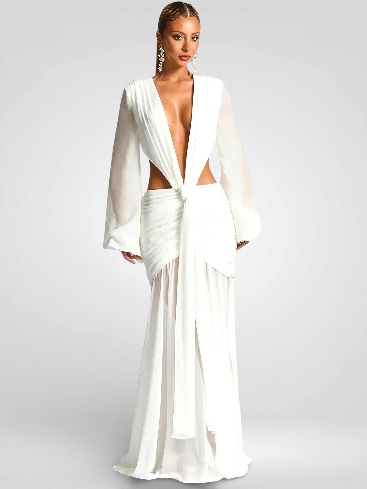Deep V Backless Maxi Dress