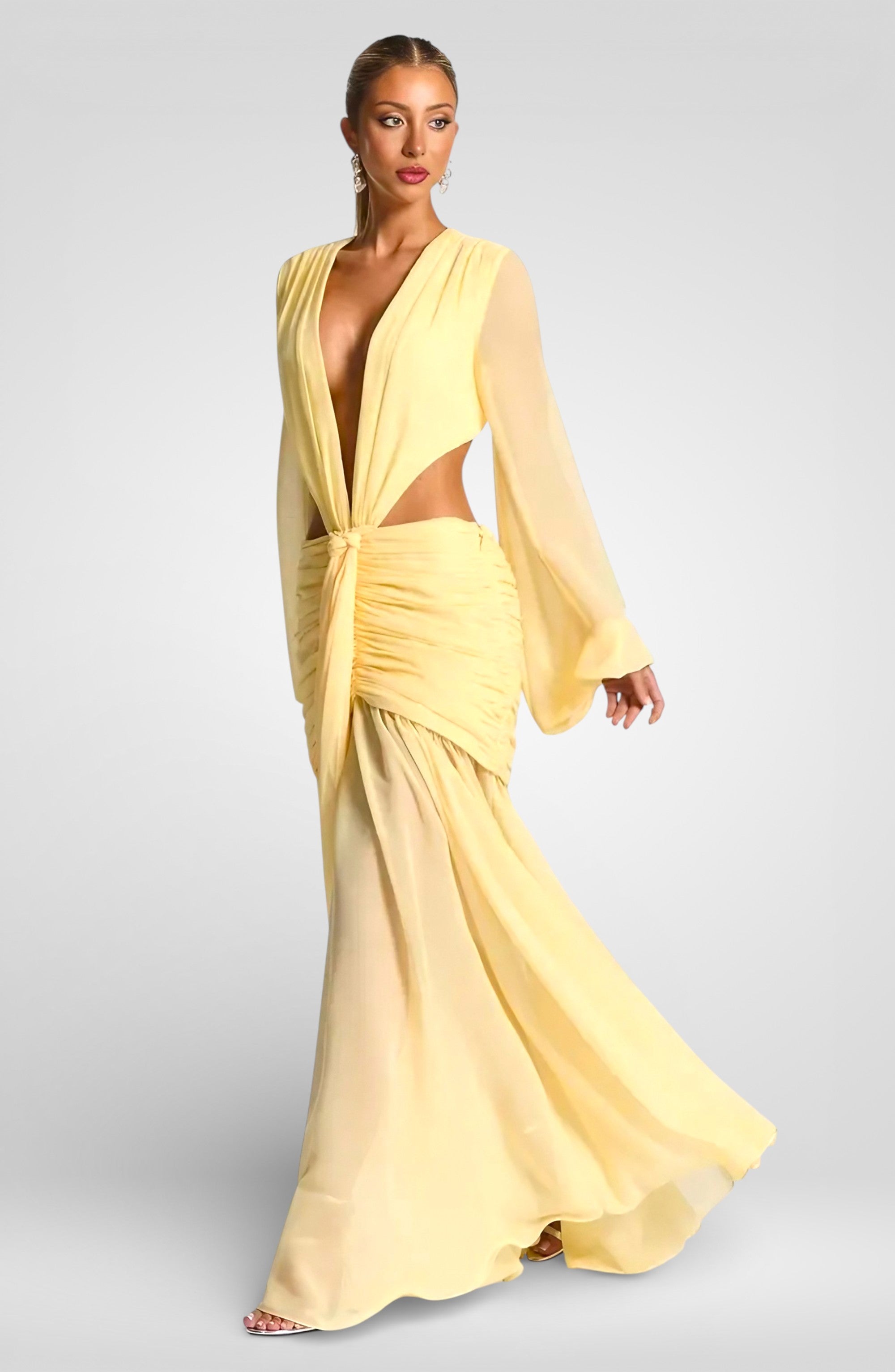 Deep V Backless Maxi Dress