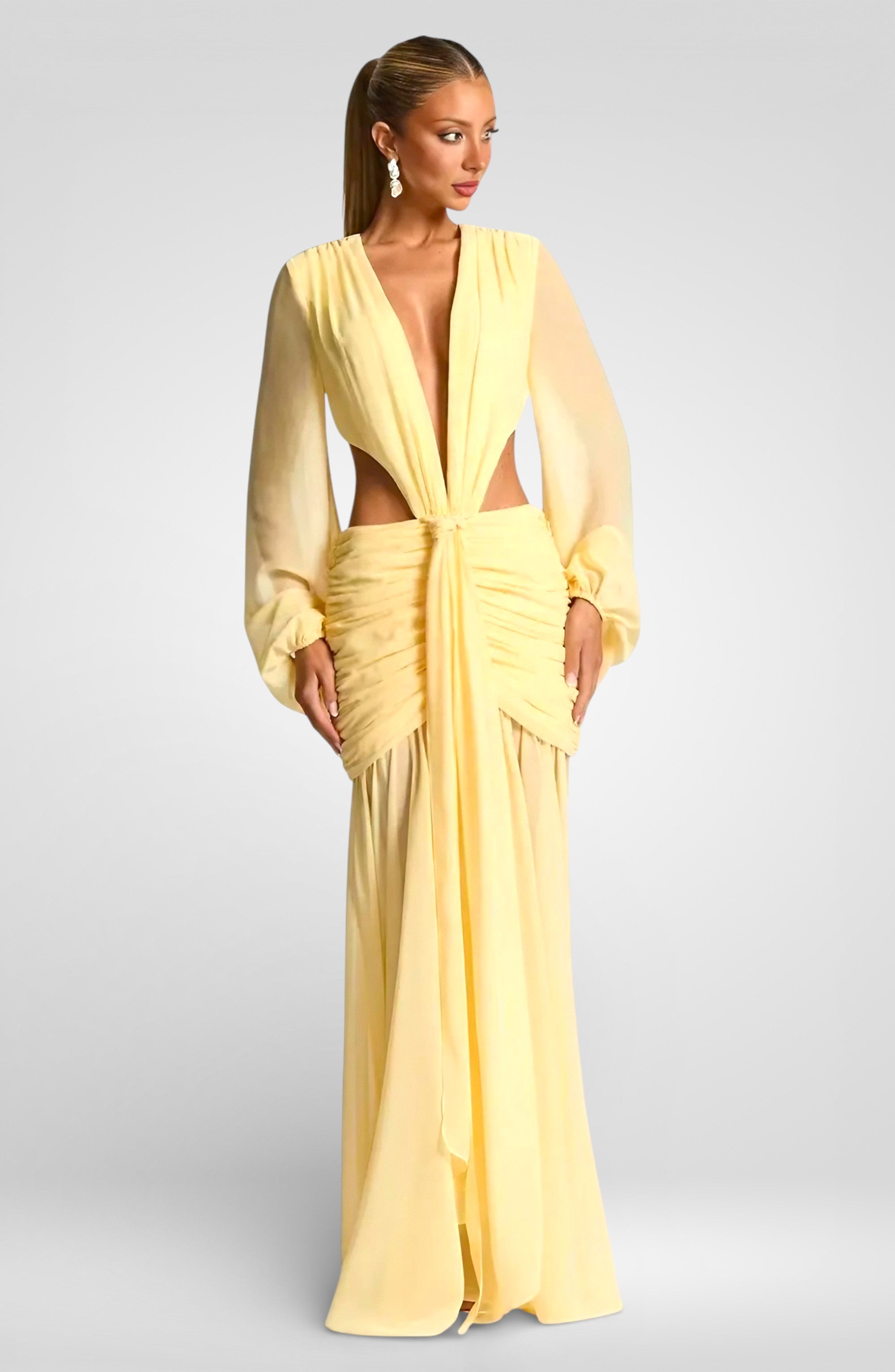 Deep V Backless Maxi Dress