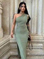 Elegant One-Shoulder Maxi Dress – Sleeveless, Sexy Summer Party Wear