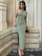 Elegant One-Shoulder Maxi Dress – Sleeveless, Sexy Summer Party Wear