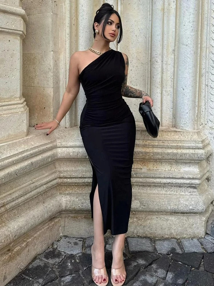 Elegant One-Shoulder Maxi Dress – Sleeveless, Sexy Summer Party Wear