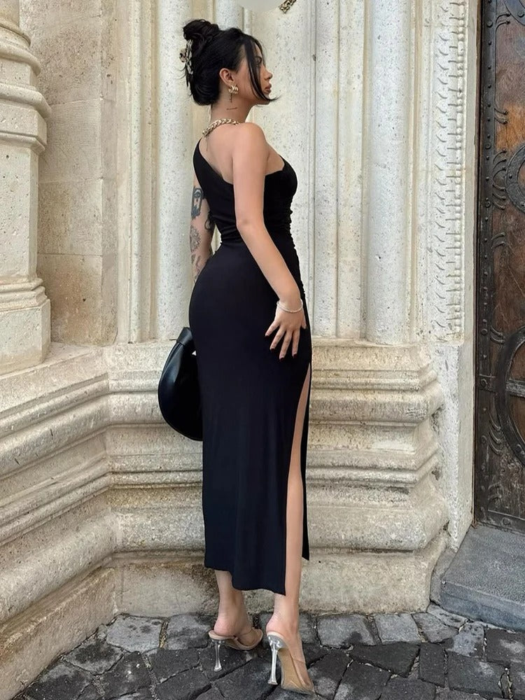Elegant One-Shoulder Maxi Dress – Sleeveless, Sexy Summer Party Wear