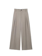 Women's Sleeveless Belted Suit Set with Pleated Wide-Leg Pants – Office Chic Style