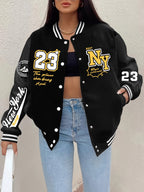 NY Varsity Bomber Jacket – Oversized Streetwear with Patches & Retro Lettering