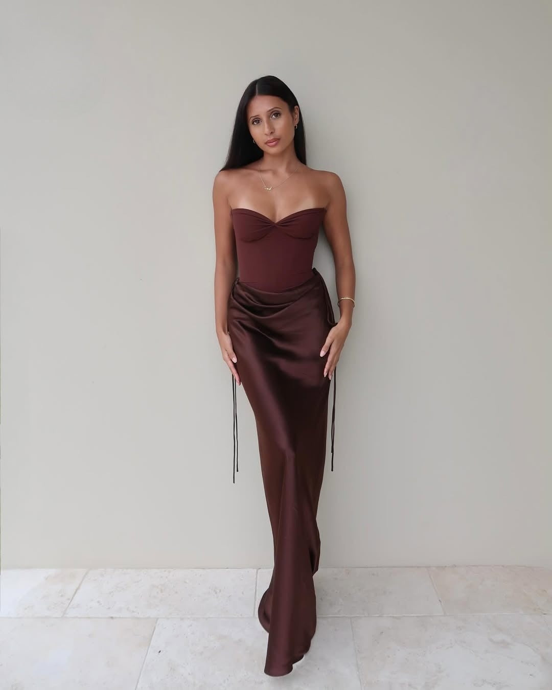 Natalie Rolt Maxi Dress - Brown
