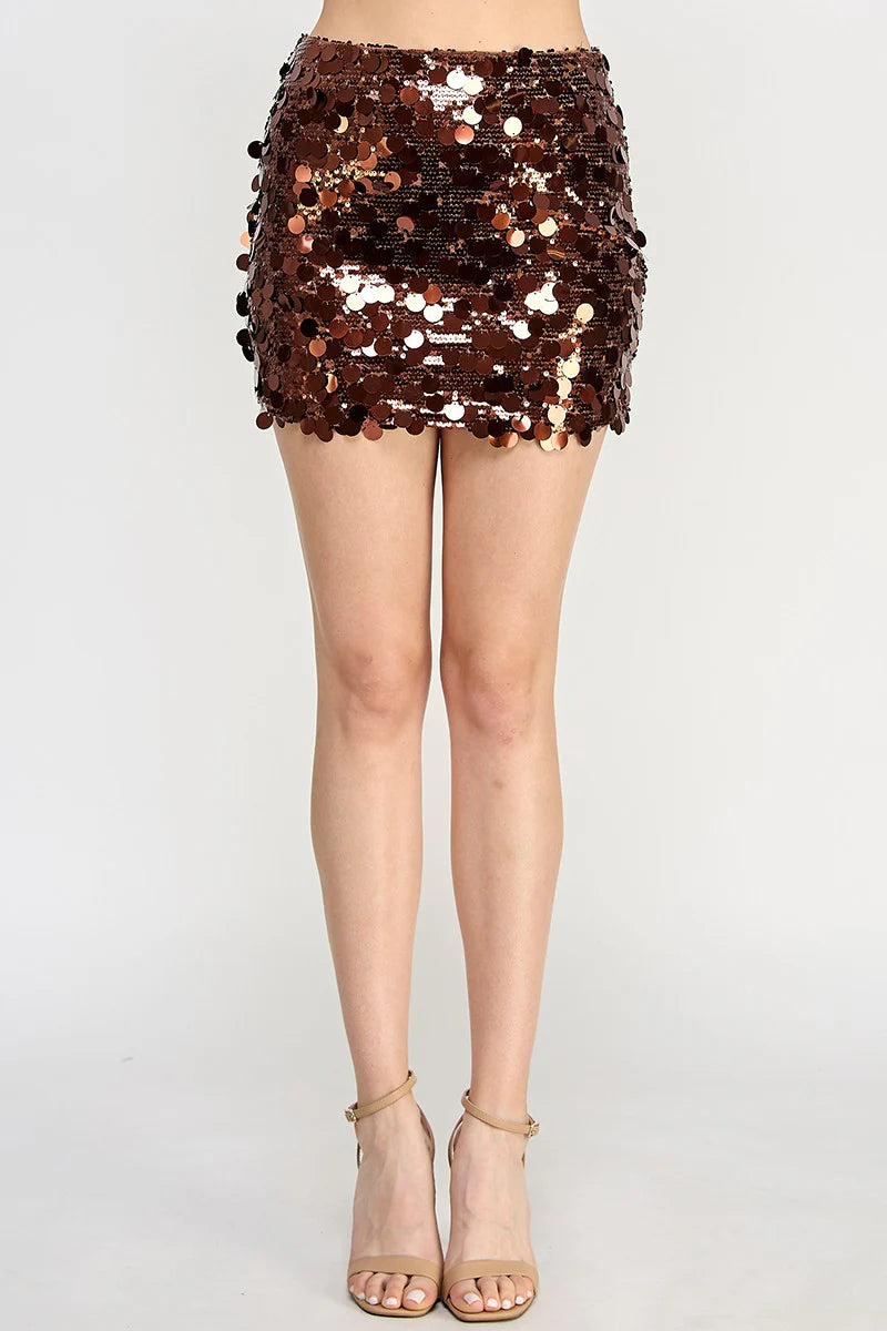 Sequin Embellished Mini Skirt for Women – High Waist Glitter Party Skirt