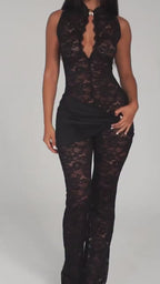 Elegant Hollow Out Lace Jumpsuit