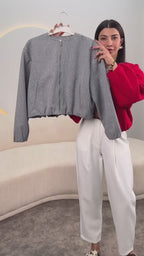 Women’s Spring Pilot Jacket – Multicolor Casual O-Neck Zipper Coat with Long Sleeves