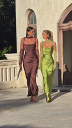 Satin Lace-Up Backless Maxi Dress – Sexy Halter Off-Shoulder Bodycon Gown