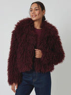 Red Fur Leather Winter Coat