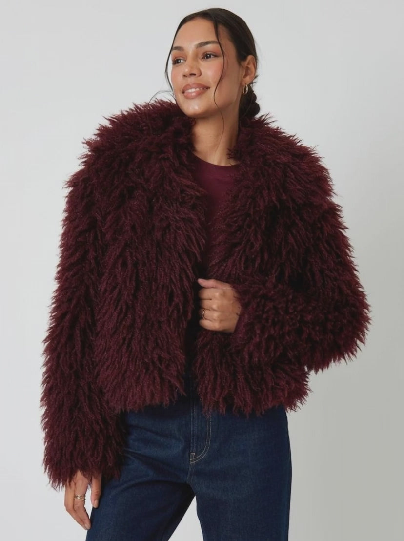 Red Fur Leather Winter Coat