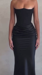 Strapless Backless Mermaid Gown – Ruched Slim Fit Summer Party Dress