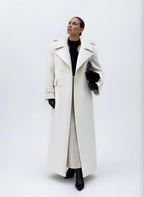 Double-Breasted Belted Long Overcoat