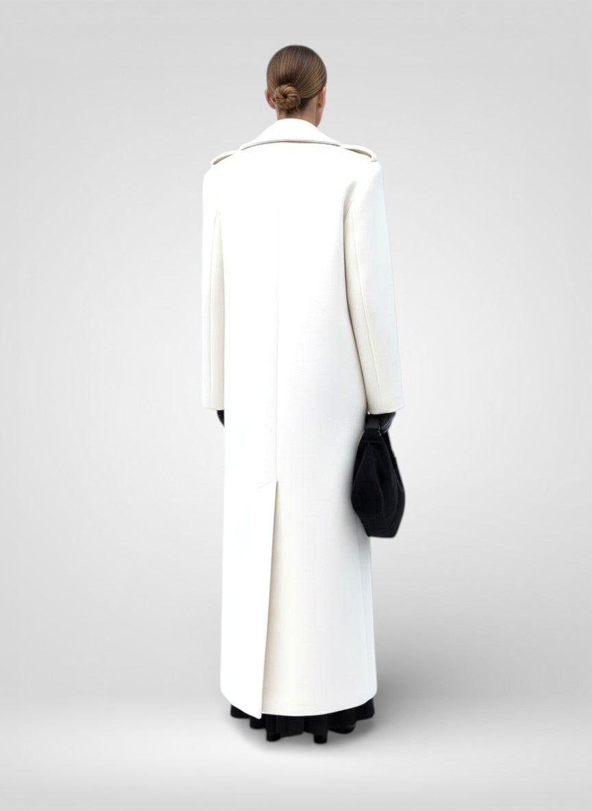 Double-Breasted Belted Long Overcoat