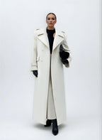 Double-Breasted Belted Long Overcoat