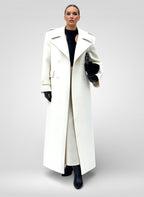 Double-Breasted Belted Long Overcoat