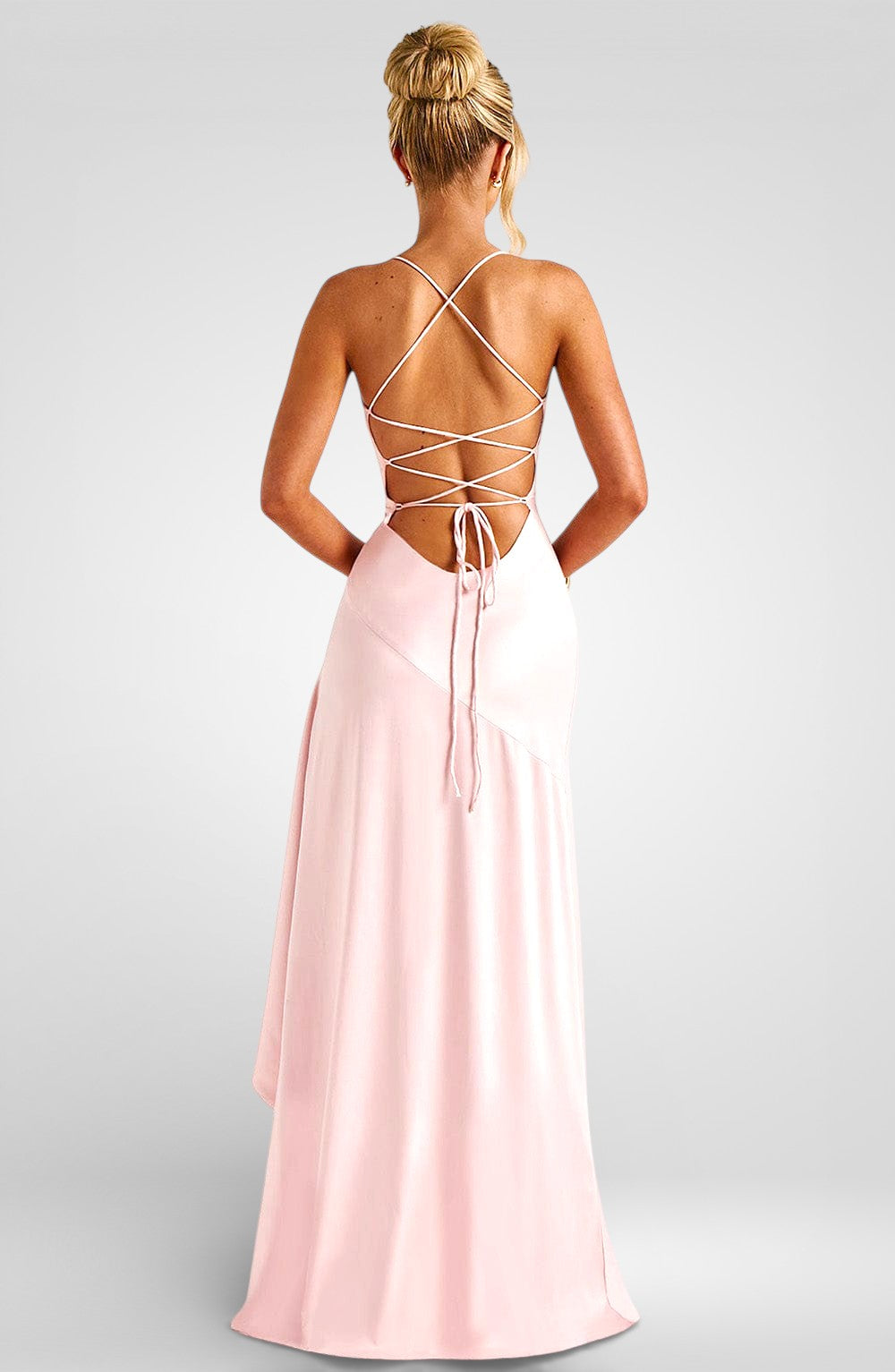 Strapless Asymmetrical Backless Midi Dress