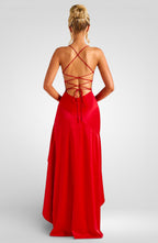 Strapless Asymmetrical Backless Midi Dress